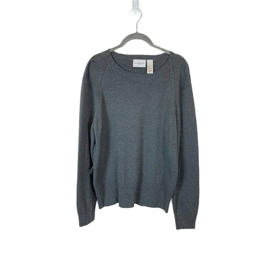 Liz Claiborne Sweater 90s Vintage NWT New Women's Gray Size Large Classic Chic